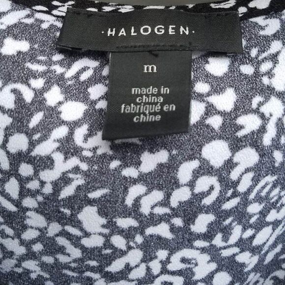 Halogen Black/White Floral Pop Top Size Medium - Picture 2 of 4